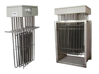 Batterie électrique rectangulaire en gaine pour chauffage d'air et gaz